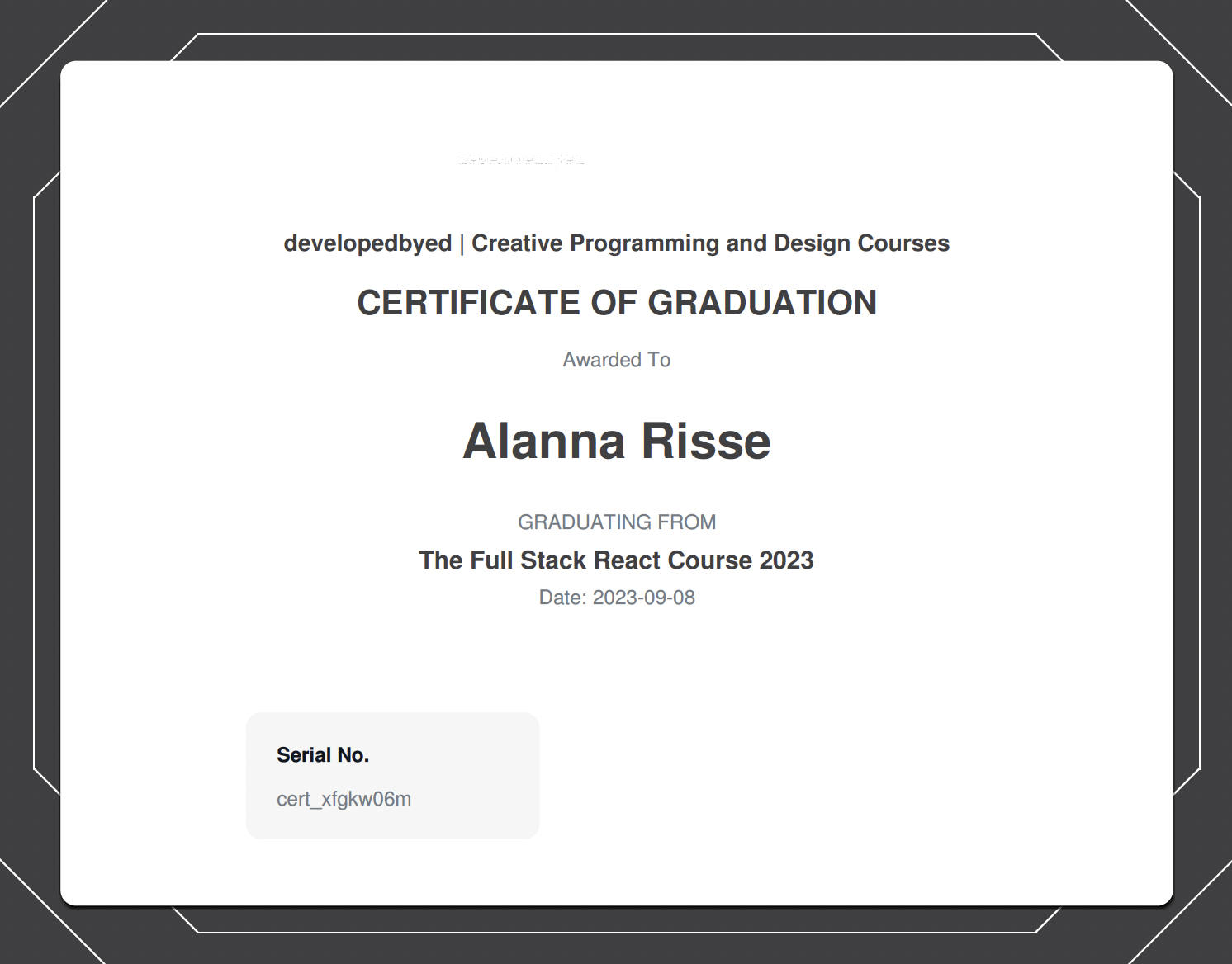 Full Stack React Course Done!