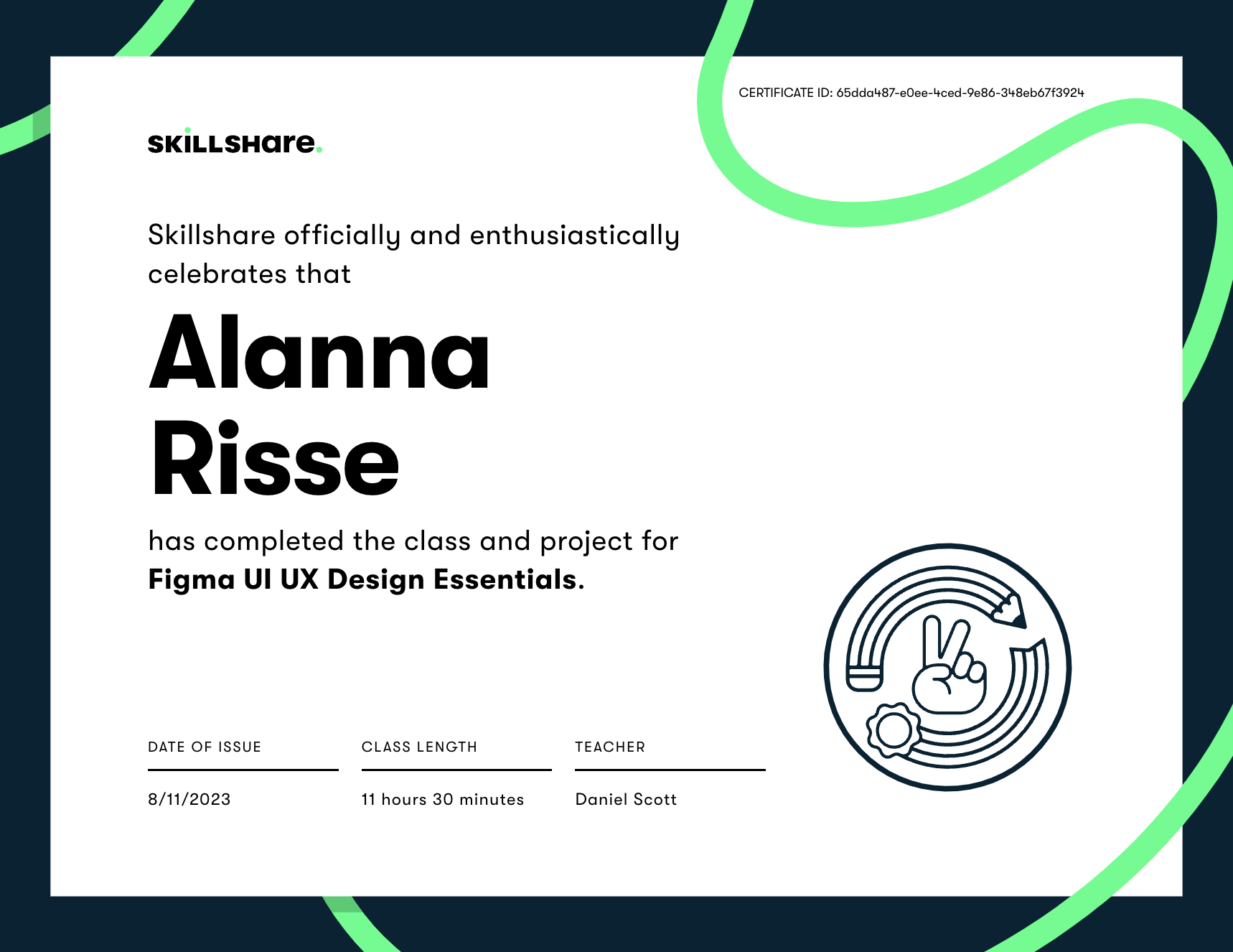 Figma UX/UI Fundamentals course cetificate